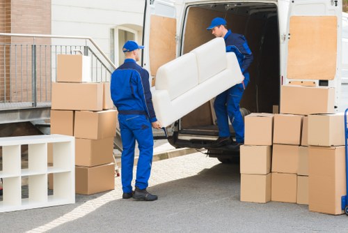 Furniture and IT equipment being moved during office removals in Mottingham