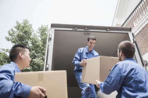 A tidy storage area used during moving or renovation