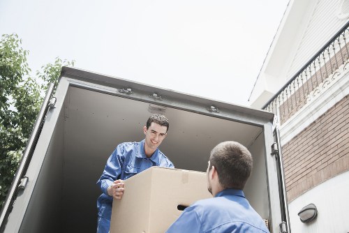 Boxes and household items arranged for Mottingham storage