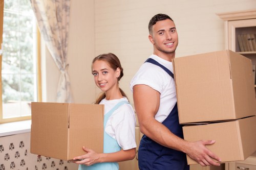 Packed moving boxes prepared for removals in Mottingham